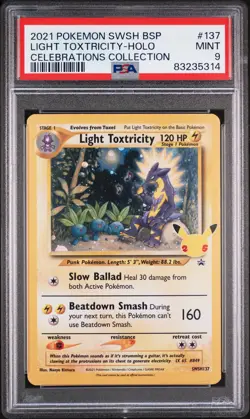 2021 POKEMON SWSH BLACK STAR PROMO CELEBRATIONS COLL LIGHT TOXTRICITY-HOLO PSA 9 - Image 1