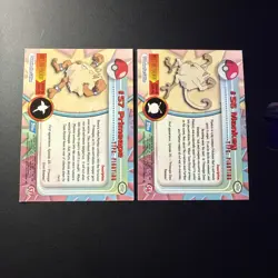 Mankey, Primeape Set Topps Pokemon Card TV Animation #56/#57 Holo Foil blue - Image 2