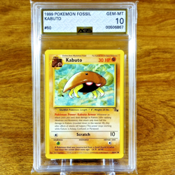 Pokemon Fossil Series Unlimited Kabuto 50/62 AGS Gem-MT 10 Common 1999 - Image 1