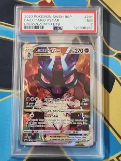 Pokemon Crown Zenith VSTAR SWSH291 Lucario Full Art Holo ETB Promo 2023 PSA7 - Image 1