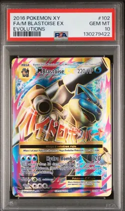 2016 Pokemon M Blastoise EX Full Art 102/108 XY Evolutions #102 PSA 10 Gem Mint - Image 1