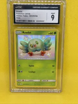 CGC 9 2019 Pokemon TCG Rowlet Hidden Fates SV02/SV94 Holo Shiny Holo Rare - Image 1