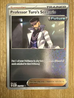 Pokemon Prismatic Evolutions 121/131 Professor Turo's Scenario Reverse Holo NM - Image 1
