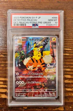 PSA 10 Detective Pikachu Art Rare 098 Returns Pre-Order Promo SV-P Pokemon Card - Image 1