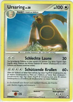 Pokemon Karte Trading Card Geheimnisvolle Schatze Nr. 38/123 Ursaring deutsch - Image 1