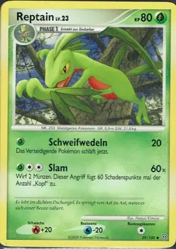 Pokemon Karte Trading Card Game Diamant & Perl - Sturmtief Nr. 39/100 Reptain - Image 1