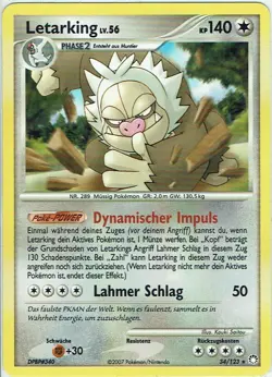 Pokemon Karte Trading Card Geheimnisvolle Schatze Nr. 34/123 Letarking deutsch - Image 1