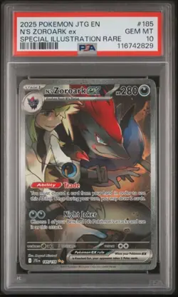 PSA 10 GEM MINT N's Zoroark ex 185/159 SIR Journey Together 2025 Pokemon Card - Image 1