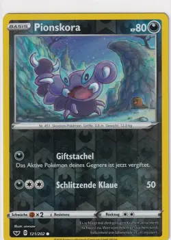 Pokemon Karte Schwert und Schild Nr. 121/202 Pionskora Reverse Holo deutsch - Image 1