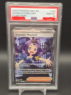 2025 POKEMON MEG EN-MEGA EVOLUTION #165 ACEROLA'S MISCHIEF PSA 10 (Q794) - Image 1