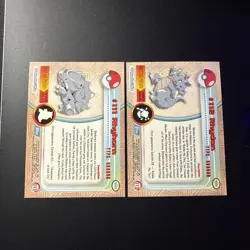 2000 TOPPS Pokemon Rhydon #112/Rhyhorn #111 TV Series 2 HOLO FOIL BLUE - Image 2