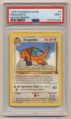 PSA 9 Pokemon 1999 Movie Black Star Promo Dragonite #5 MINT Condition!! - Image 1