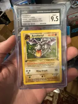 1st Edition Aerodactyl 1/62 Prerelease Fossil Holo Pokemon [CGC 9.5] *Scuff* - Image 1
