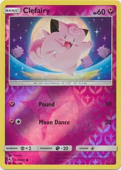 CLEFAIRY 39/68 SM HIDDEN FATES POKEMON (REVERSE HOLO, NM) - Image 1