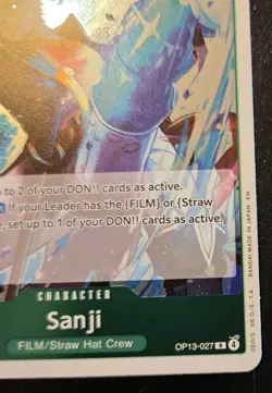 Sanji OP13-027 Foil Rare Carrying On His Will One Piece Card Game - Image 5