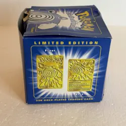 23K Gold Plated POLIWHIRL Pokemon Trading Card 1999 Burger King PokeBall SEALED - Image 5
