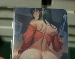 BEAUTIFUL BUXOM BRUNETTE RAINBOW FOIL WAIFU ANIME CARD - Image 1