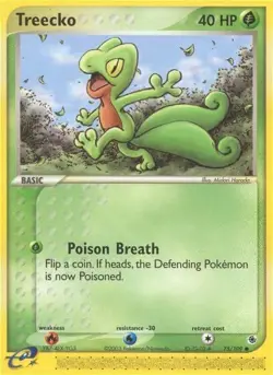 Treecko 75/109 Non-Holo Card EX Ruby & Sapphire Vintage Pokemon TCG Light Play - Image 1