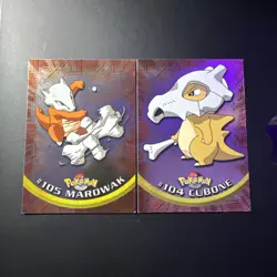 Marowak #105/Cubone #104 Topps Blue Label TV Animation Edition Holo Pokemon - Image 1