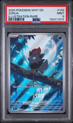 2025 POKEMON WHT EN-WHITE FLARE ILLUSTRATION RARE #142 ZORUA PSA 9 - Image 1