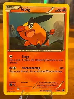 2011 Pokemon Black And White Tepig BW07 Black Star Promo Holo - Image 1