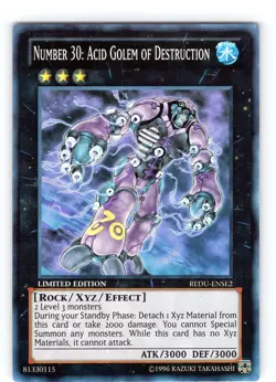 Yu-Gi-Oh Number 30: Acid Golem Of Destruction REDU-ENSE2 Limited Edition SR NM - Image 1