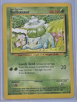 Vintage Pokemon Card - 2000 Pokemon TCG - Base Set 2 BULBASAUR 67/130 NM/LP - Image 1