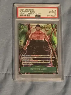 One Piece Card Roronoa Zoro Alt Art OP06-118 Wings of the Captain PSA 10 - Image 1