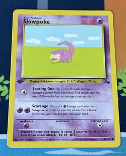 1st Edition - Slowpoke - 55/62 - Fossil - Pokemon Card - LP - Image 1