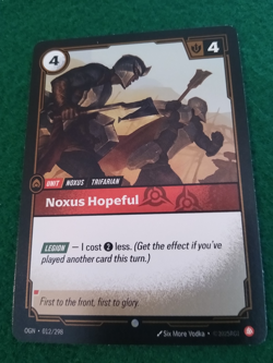 NOXUS HOPEFUL 012/298 RIFTBOUND LEAGUE OF LEGENDS RARE FOIL ENGLISH CARD - Image 1