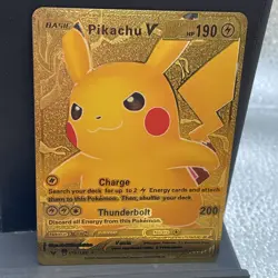 Pikachu V Gold Foil Fan Art Textured Collector Pokemon Card 170/185 HP190 P2 - Image 1