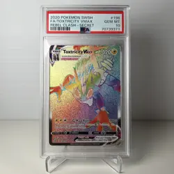 Pokemon TCG Toxtricity VMAX Rebel Clash Rainbow Rare Card 196/192 PSA 10 GemMint - Image 1