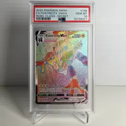 Pokemon TCG Toxtricity VMAX Rebel Clash Rainbow Rare Card 196/192 PSA 10 GemMint - Image 3