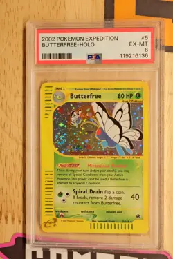 PSA 6 Butterfree 5/165 Holo WOTC 2002 Expedition Pokemon TCG SWIRL - Image 1