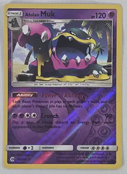 Pokemon TCG Alolan Muk 58/149 Sm Base Set Reverse Holo - Image 1