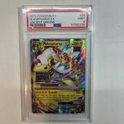 M Ampharos EX 28/98 Ultra Rare Holo Pokemon 2015 Ancient Origins PSA 9 MINT - Image 1