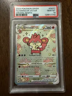 2023 POKEMON SWORD & SHIELD CROWN ZENITH #GG37 FULL ART/SIMISEAR VSTAR PSA 10 - Image 1