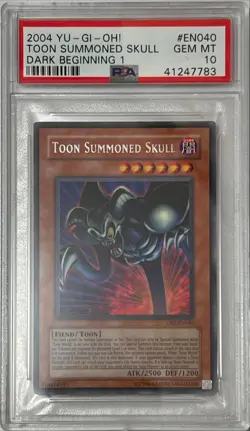 2004 Yu-Gi-Oh! PSA 10 GEM-MT 'Toon Summoned Skull' DB1-EN040 SILVER LETTER RARE - Image 1