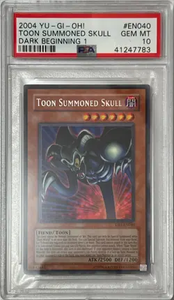 2004 Yu-Gi-Oh! PSA 10 GEM-MT 'Toon Summoned Skull' DB1-EN040 SILVER LETTER RARE - Image 2