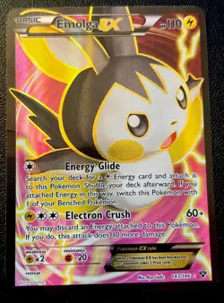 Emolga EX 143/146 MP Full Art Ultra Rare Cute Pink Holo XY Pokemon Card! - Image 1