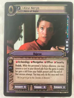 Star Trek CCG Dangerous Missions KIRA NERYS HERO OF BAJOR FOIL Card - Image 1