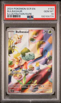 2024 POKEMON SCR EN-STELLAR CROWN ILLUSTRATION RARE #143 BULBASAUR PSA 10 - Image 1