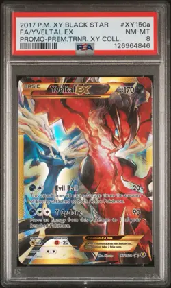 2017 POKEMON XY BLACK STAR PROMO PREM TRAINER XY COLL FULL ART/YVELTAL EX PSA 8 - Image 1
