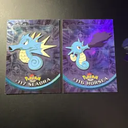 POKEMON 2000 TOPPS TV ANIMATION #116 HORSEA/Seadra HOLO CARD BLUE LOGO - Image 1