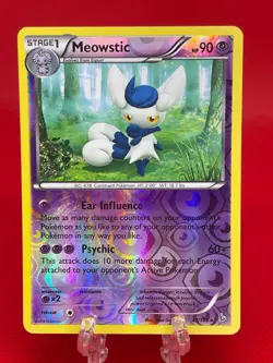Pokemon TCG Meowstic 43/106 Reverse Holo X&Y XY Flashfire English Card 2014 NM - Image 1