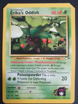 Erika's Oddish 47/132 - Gym Heroes Set - Pokemon Card - Lightly Played - Miscut - Image 1