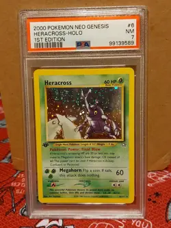 Heracross Holo #6 PSA 7 Pokemon 2000 English 1st Edition Neo Genesis Graded Card - Image 1