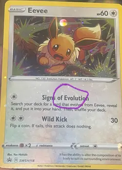 Pokemon Eevee SWSH118 Black Star Promo HEAVY HOLO BLEED ERROR 2 HD GALAXY SWIRLS - Image 2