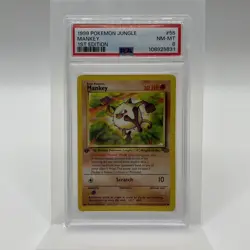 1999 Pokemon Jungle 1st Edition Mankey 55/64 PSA 8 NM-MT - Image 1