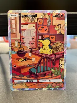 Fan Art Pokemon TCG Pocket Cyndaquil Holo IR Wisdom of Sea and Sky - Image 1